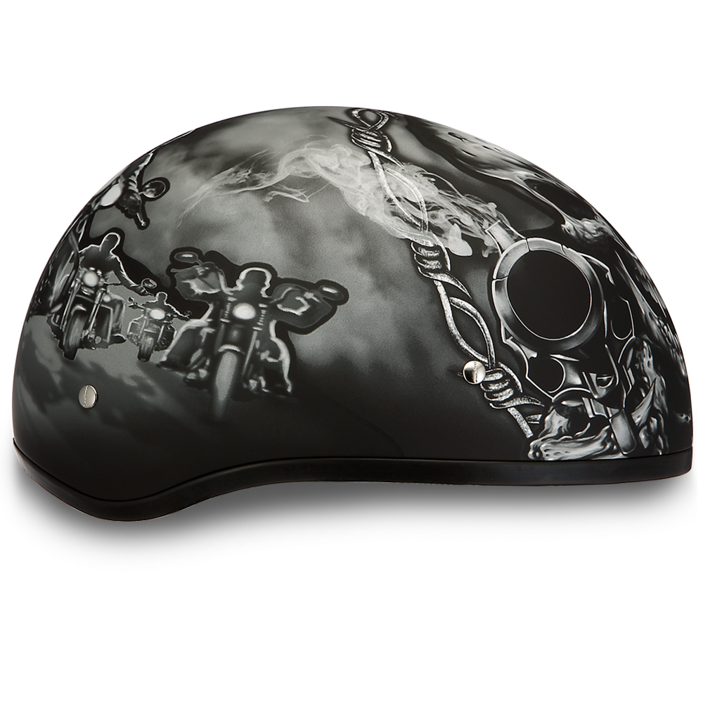 DOT Motorcycle Helmet - Skull - Smoking Guns - Shorty - D6-G-DH