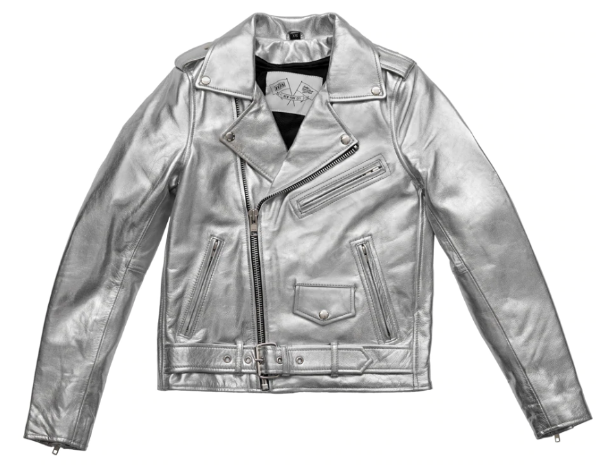 Leather Motorcycle Jacket - Women's - Vivid Silver - Deirdre - BH-J02-FM