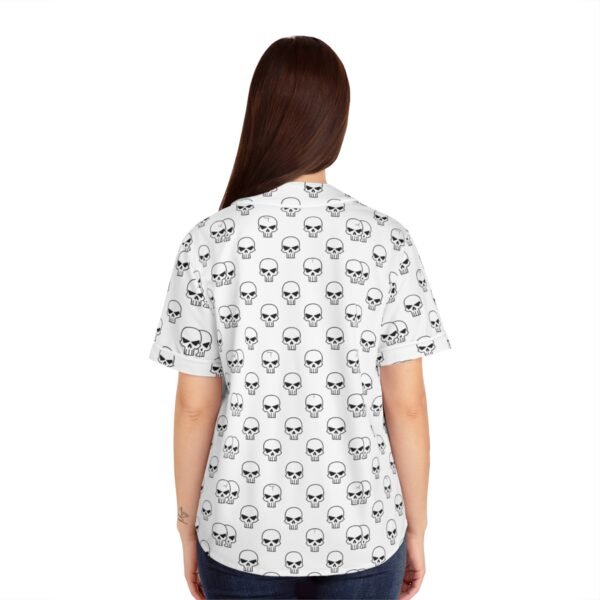 Skull Print - White on Black - Women's Baseball Jersey (AOP)