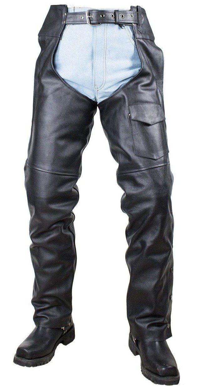 Plain Motorcycle Leather Chaps for Men or Women - SKU C4325-04-DL