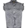 Denim Work Shirt - Men's - Gray - Sleeveless - Flap Pockets - MSLW-GREY-DL