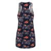 Motorcycle Flames - Red White on Black - Women's Cut & Sew Racerback Dress (AOP)