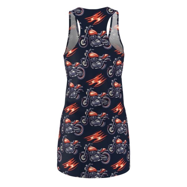 Motorcycle Flames - Red White on Black - Women's Cut & Sew Racerback Dress (AOP)