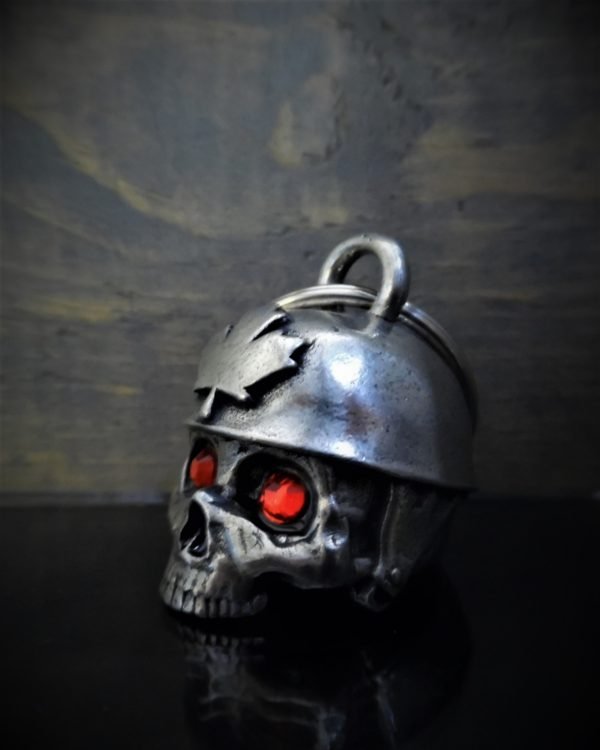 Canadian Helmet Skull Diamond - Pewter - Motorcycle Gremlin Bell - Made In USA - SKU BB71-DS