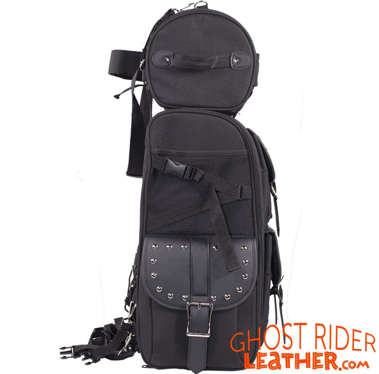 Sissy Bar Bag - Studs - Medium - PVC and Textile - Motorcycle Gear - SB11-MED-STUD-DL
