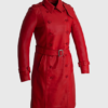 Fire Red Leather Trench Coat - Women's - Olivia - WBL3071-RED-FM