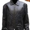 Women's Leather Motorcycle Jacket With Braid and Fringe - SKU LJ246-01-DL