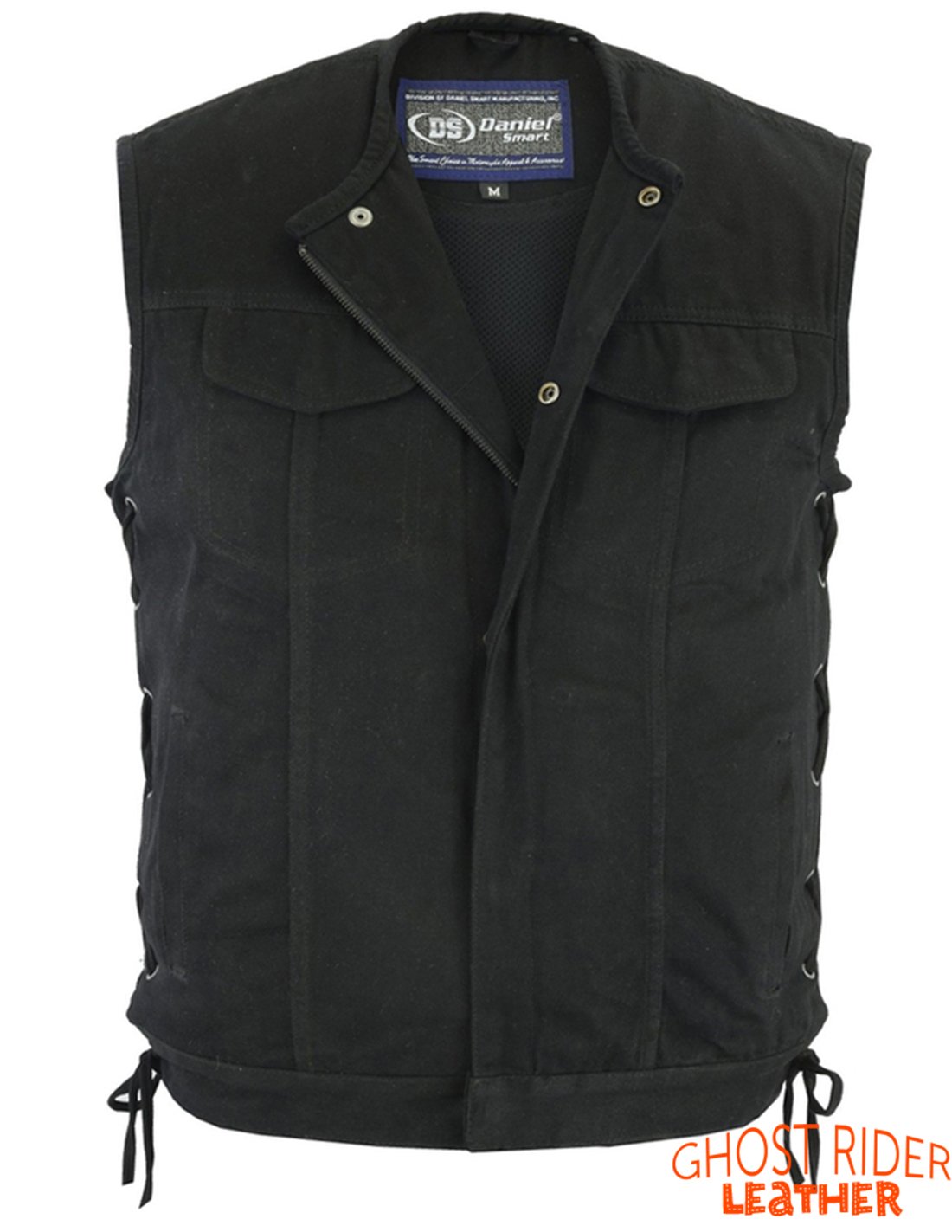 Denim Motorcycle Vest - Men's - Upgraded Gun Pockets - Up To 12XL - DM978-DS