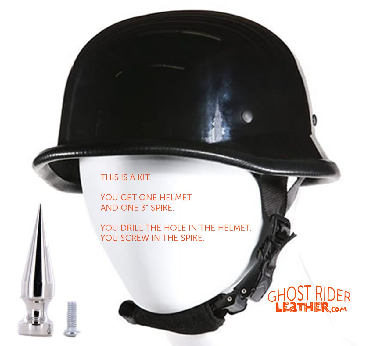 Novelty Motorcycle Helmet - Flat or Gloss Black - German - Spike - Kit - H402-502-SP400-KIT-DL Novelty Motorcycle Helmet - Flat or Gloss Black - German - Spike - Kit - H402-502-SP400-KIT-DL