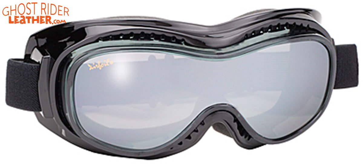 Goggles - Fit Over Eyeglasses - Smoke Silver Mirror - Motorcycle Eyewear - 9300-SILVER-DS