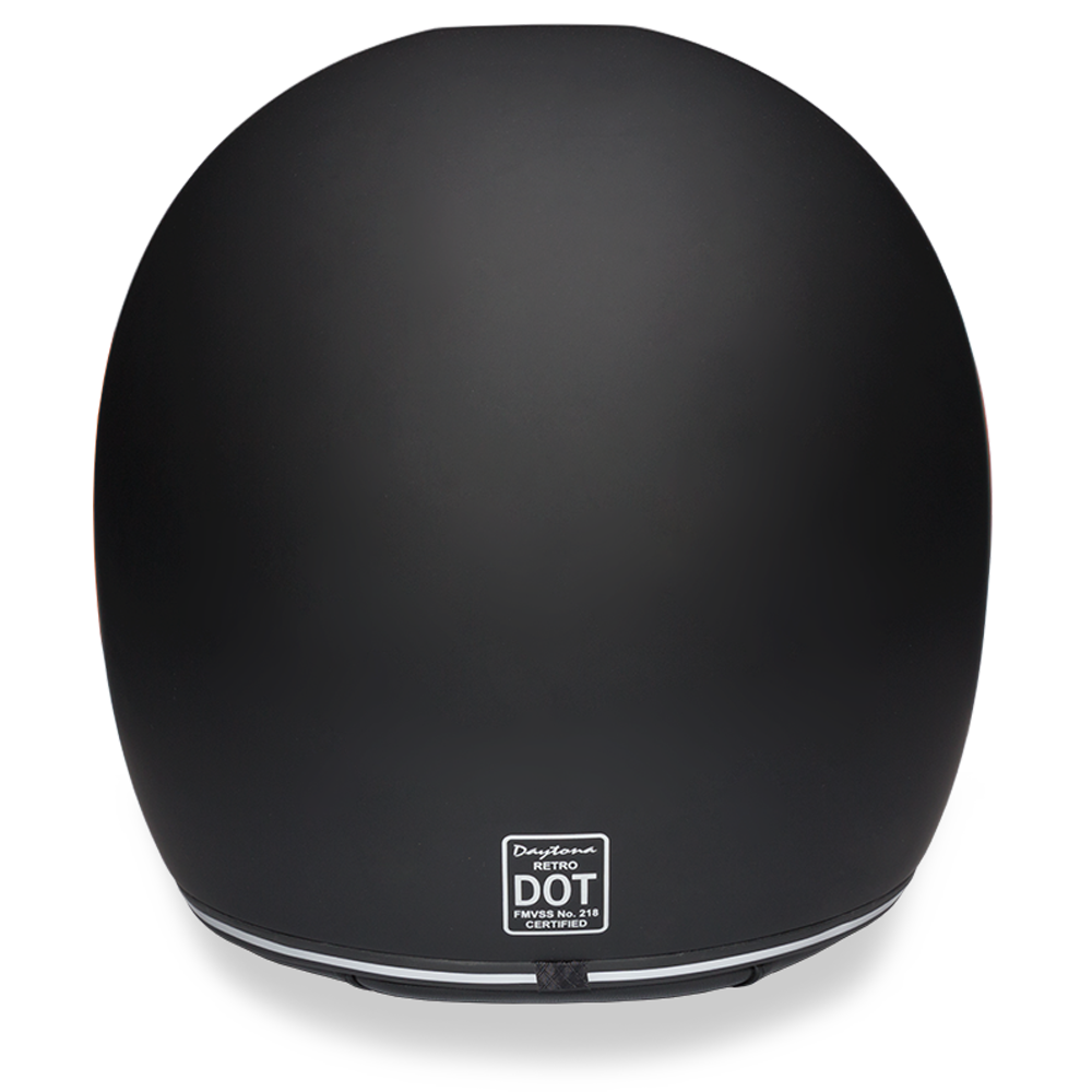 DOT Motorcycle Helmet - Daytona Retro - Dull Black - Full Face - Orange Accents - R1-O-DH