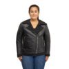 Leather Motorcycle Jacket - Women's - Black Faux Wool Lining - WBL1404-FM