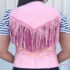 Leather Motorcycle Vest - Women's - Pink - Fringe - AL2322-AL