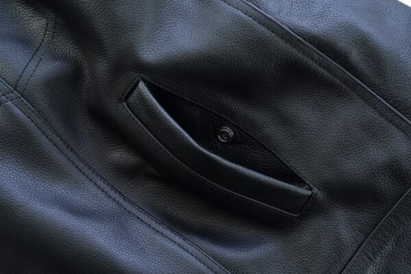 Leather Motorcycle Vest - Men's - Gun Pockets - Up To 12XL - No Collar - Big and Tall - AM9193-DS