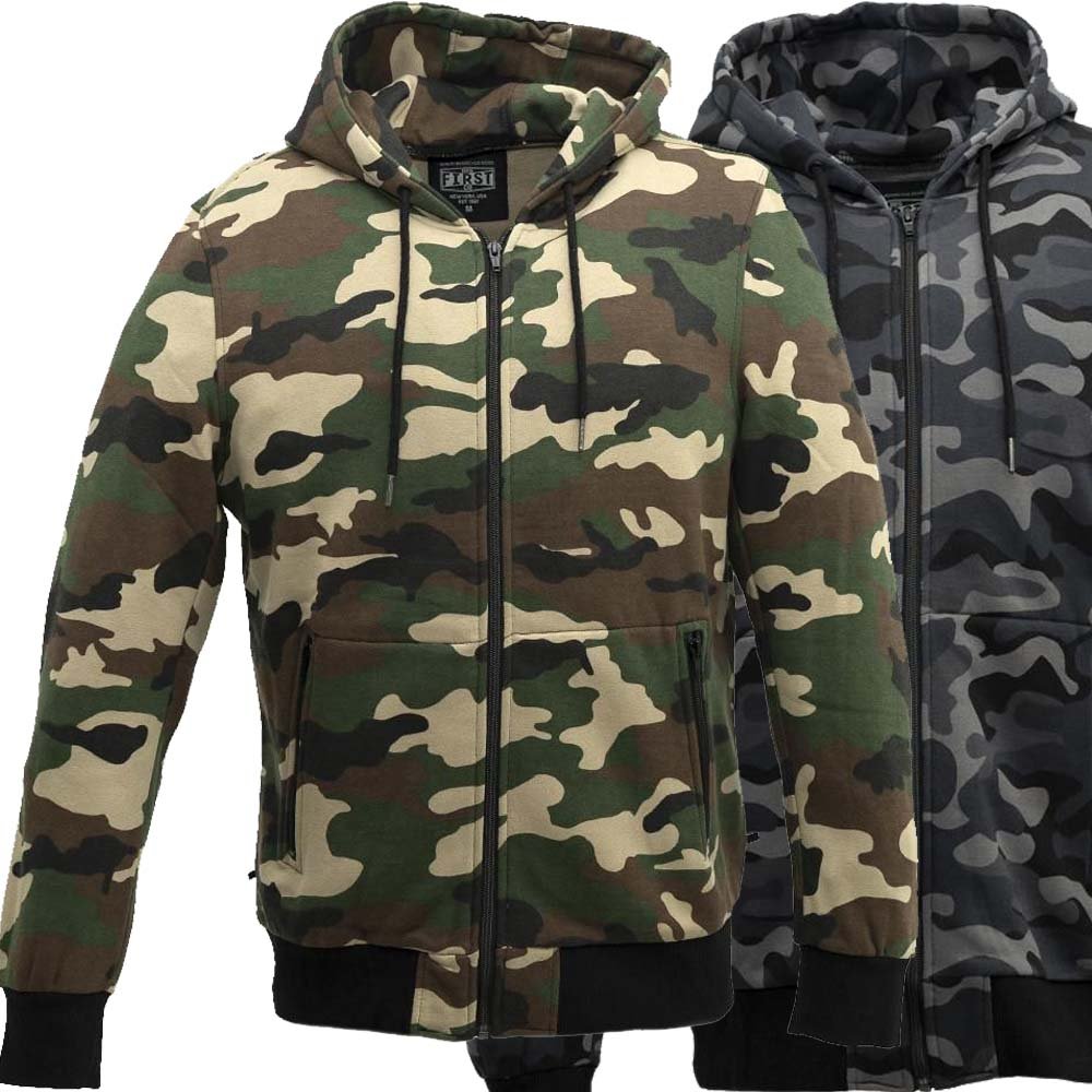 Hoodie - Men's Hoodie With Zipper - Choice of Blue Camo or Green Camo - SKU FIM481H-FM