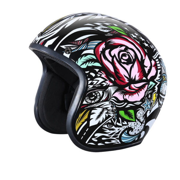 DOT Motorcycle Helmet - Tribal Design - Open Face - Cruiser - DC6-T-DH