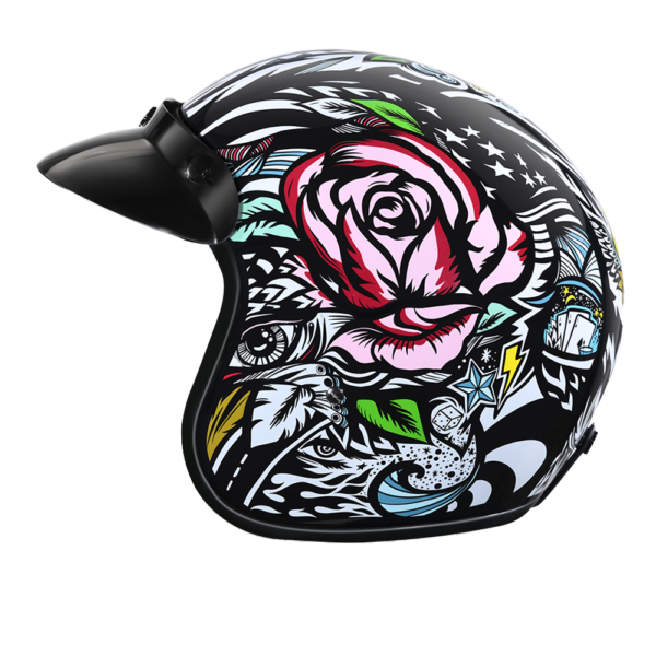 DOT Motorcycle Helmet - Tribal Design - Open Face - Cruiser - DC6-T-DH