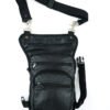 Black Leather Thigh Bag with Gun Holster Pocket - SKU DS5851-DS Black Leather Thigh Bag with Gun Holster Pocket - SKU DS5851-DS