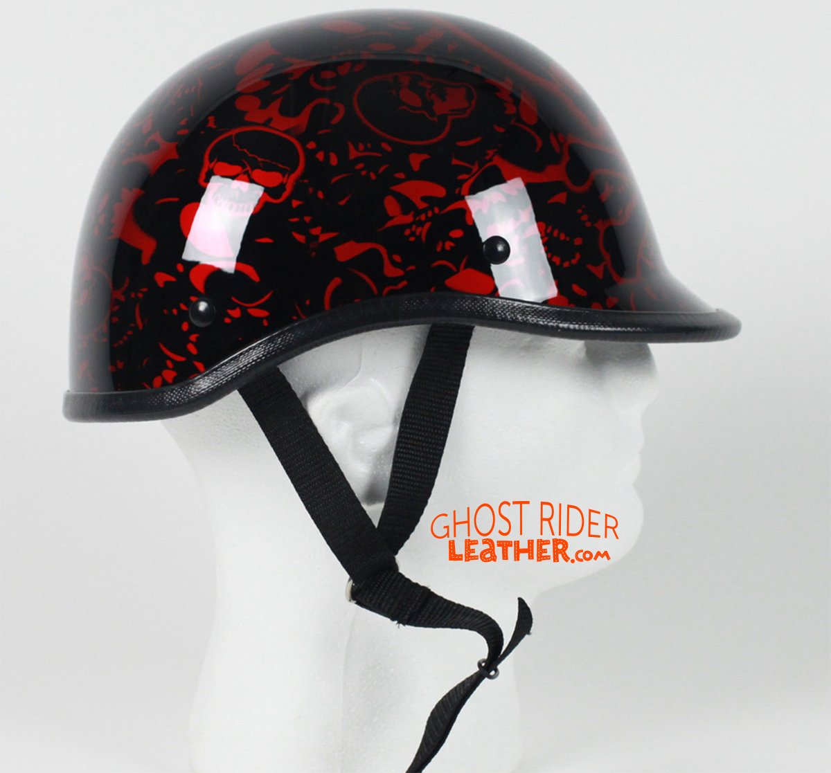 Novelty Motorcycle Helmet - Skull Boneyard Colors - Jockey Polo - BY-POLO-NOV-HI