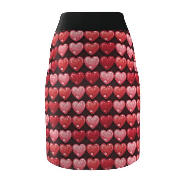 Puffy Hearts - Reds Pinks on Black - Women's Pencil Skirt (AOP)