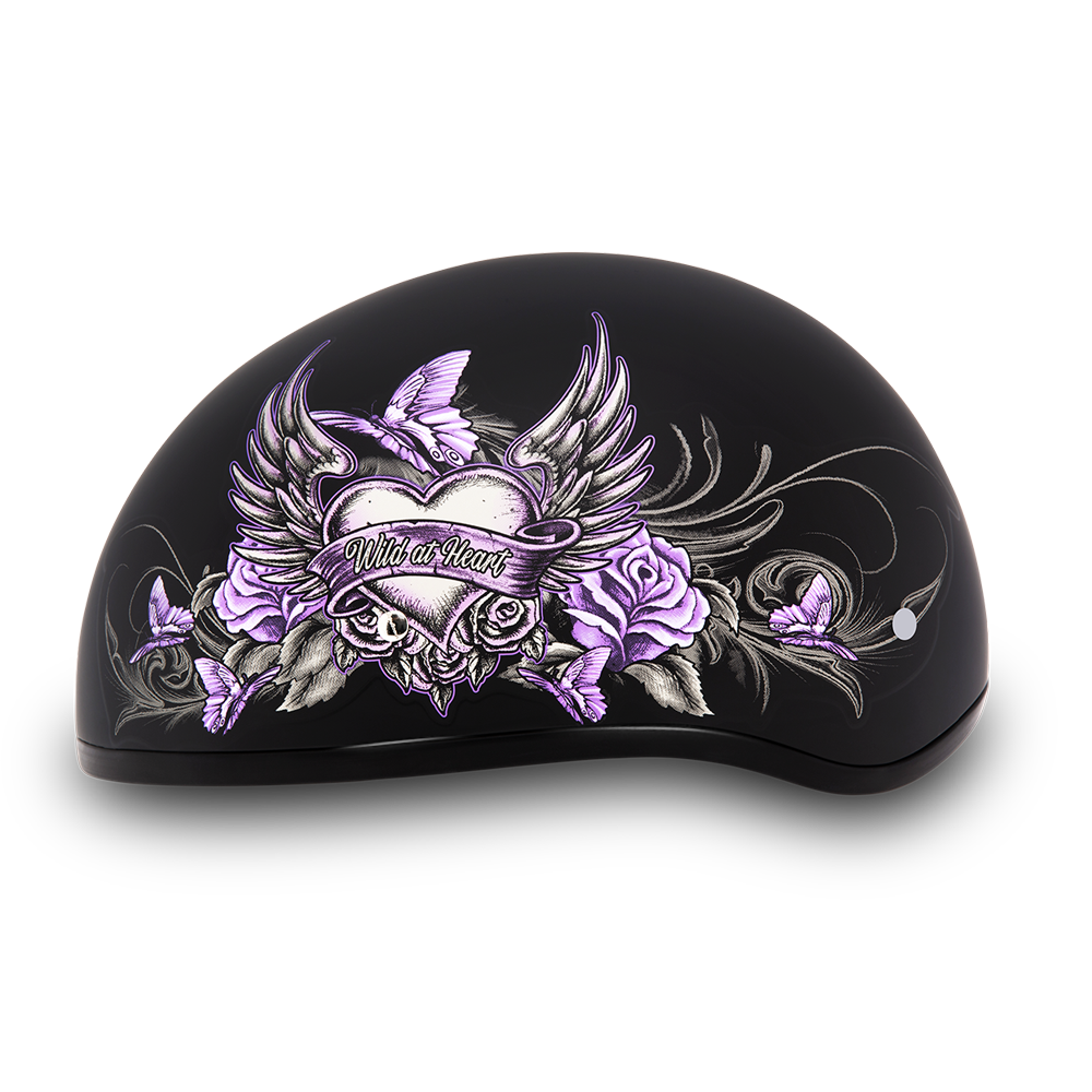DOT Motorcycle Helmet - Purple Wild At Heart - Shorty - D6-WH-DH