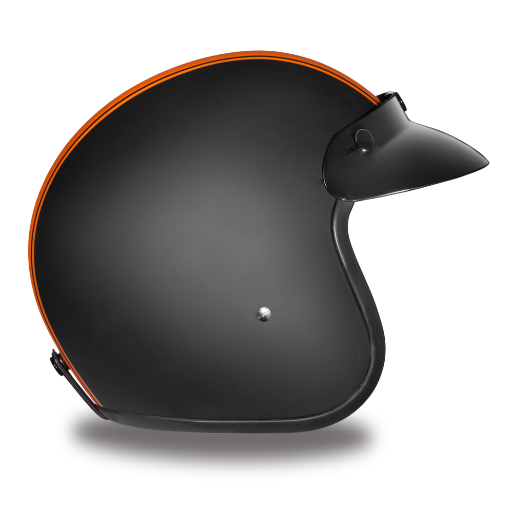 DOT Motorcycle Helmet - Orange Stripe - Open Face - Daytona - DC6-O-DH.