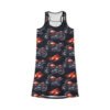 Motorcycles and Flames - Red Orange on Black - Women's Racerback Dress (AOP)