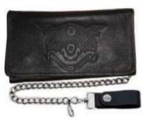 UNIK Black Leather Biker Chain Wallet With Embossed Design - SKU 9071-00-UN