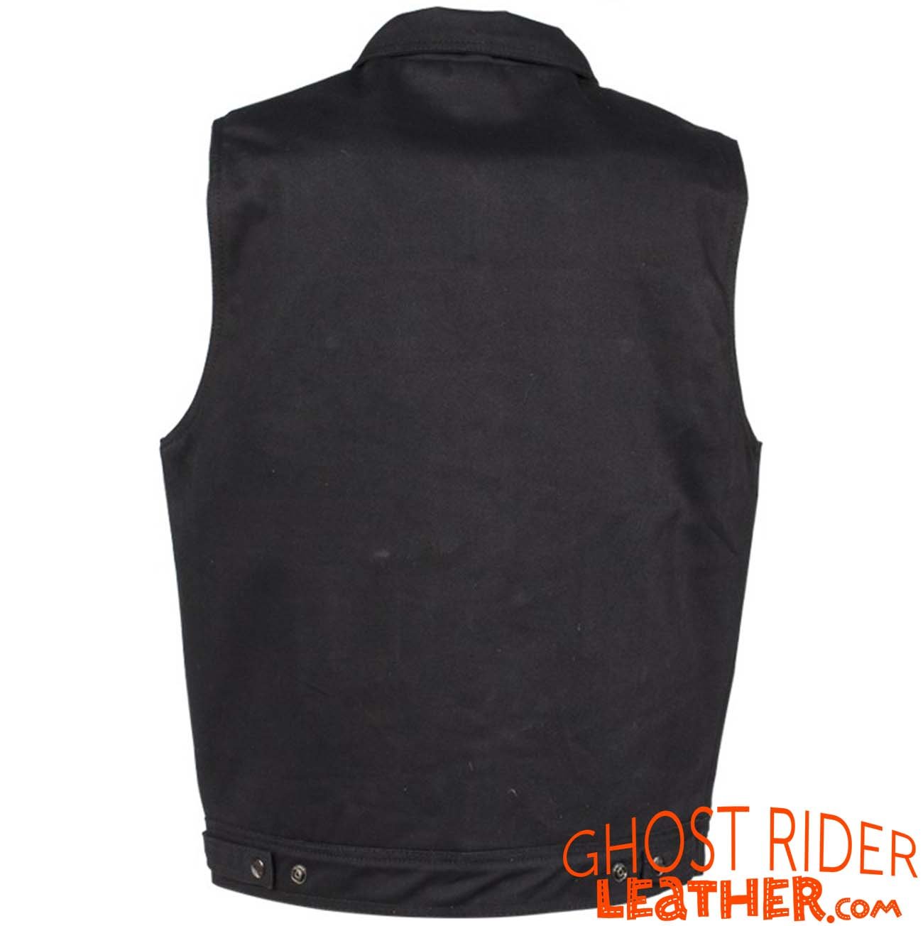 Denim Vest - Men's - Black - Snap Front - Up To 6X - Motorcycle Club - MV8020-BD-DL