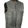 Leather Motorcycle Vest - Men's - Gray - Gun Pockets - Up To 12XL - DS191V-DS