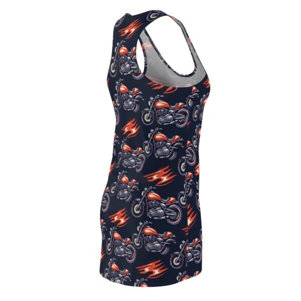 Motorcycle Flames - Red White on Black - Women's Cut & Sew Racerback Dress (AOP)