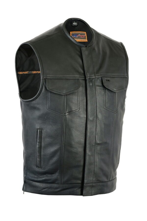 Leather Motorcycle Vest - Men's - Gun Pockets - Up To 12XL - Big and Tall - DS187-DS