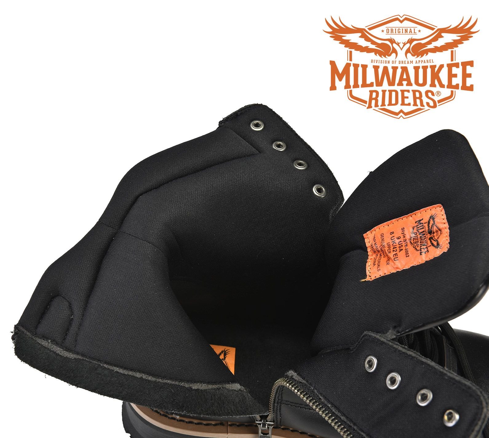 Leather Motorcycle Boots - Men's - Zipper and Lace-Up - MR-BTM8002-DL
