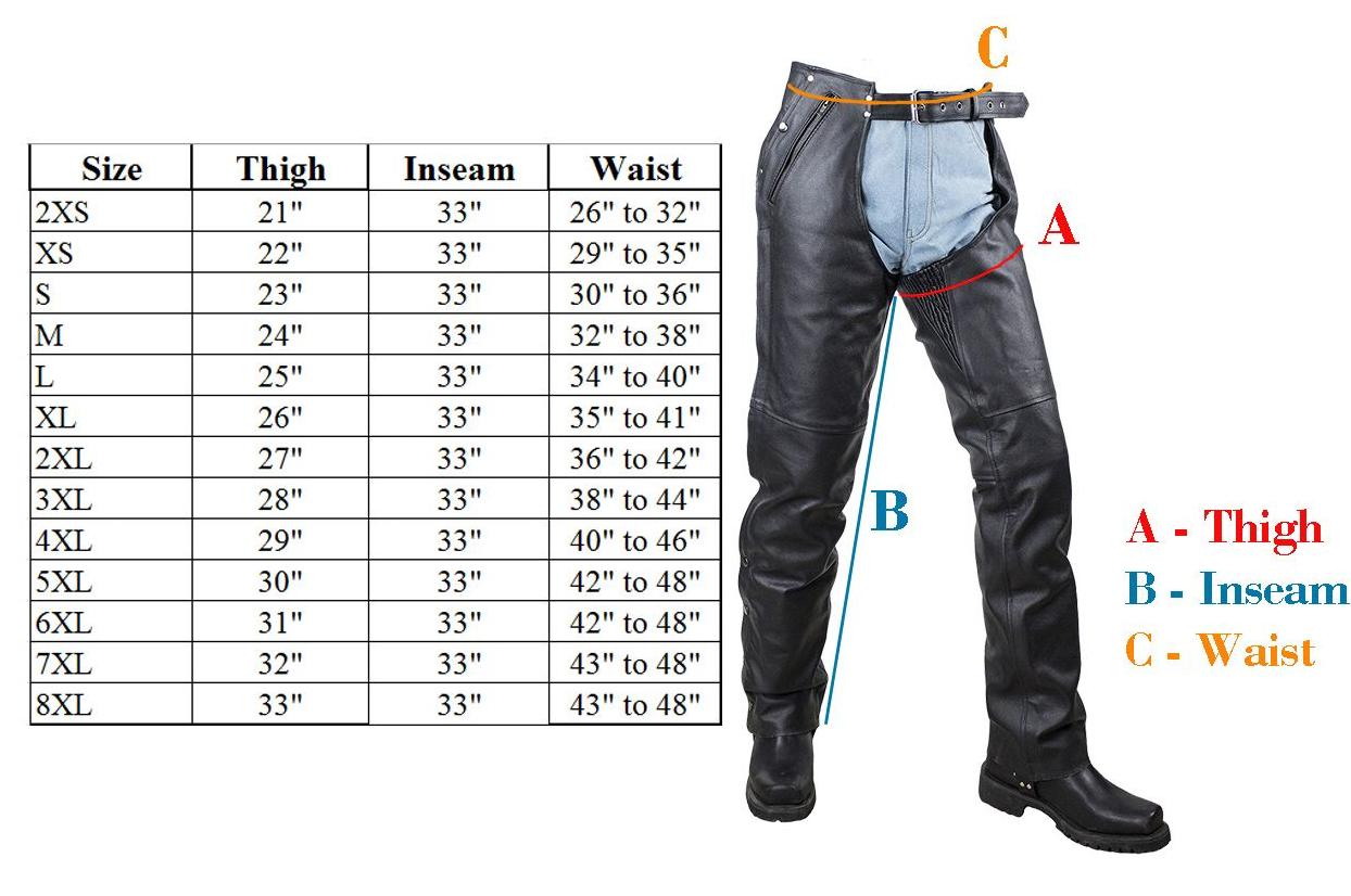 Leather Chaps - Men's or Women's - Premium Leather - C2334-88-DL