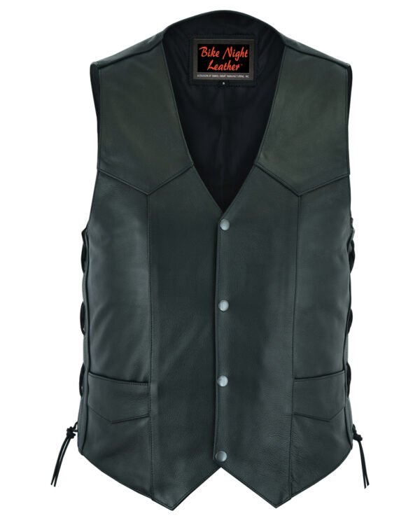 Leather Motorcycle Vest - Men's - Side Laces - Up To 66 - DS106-DS