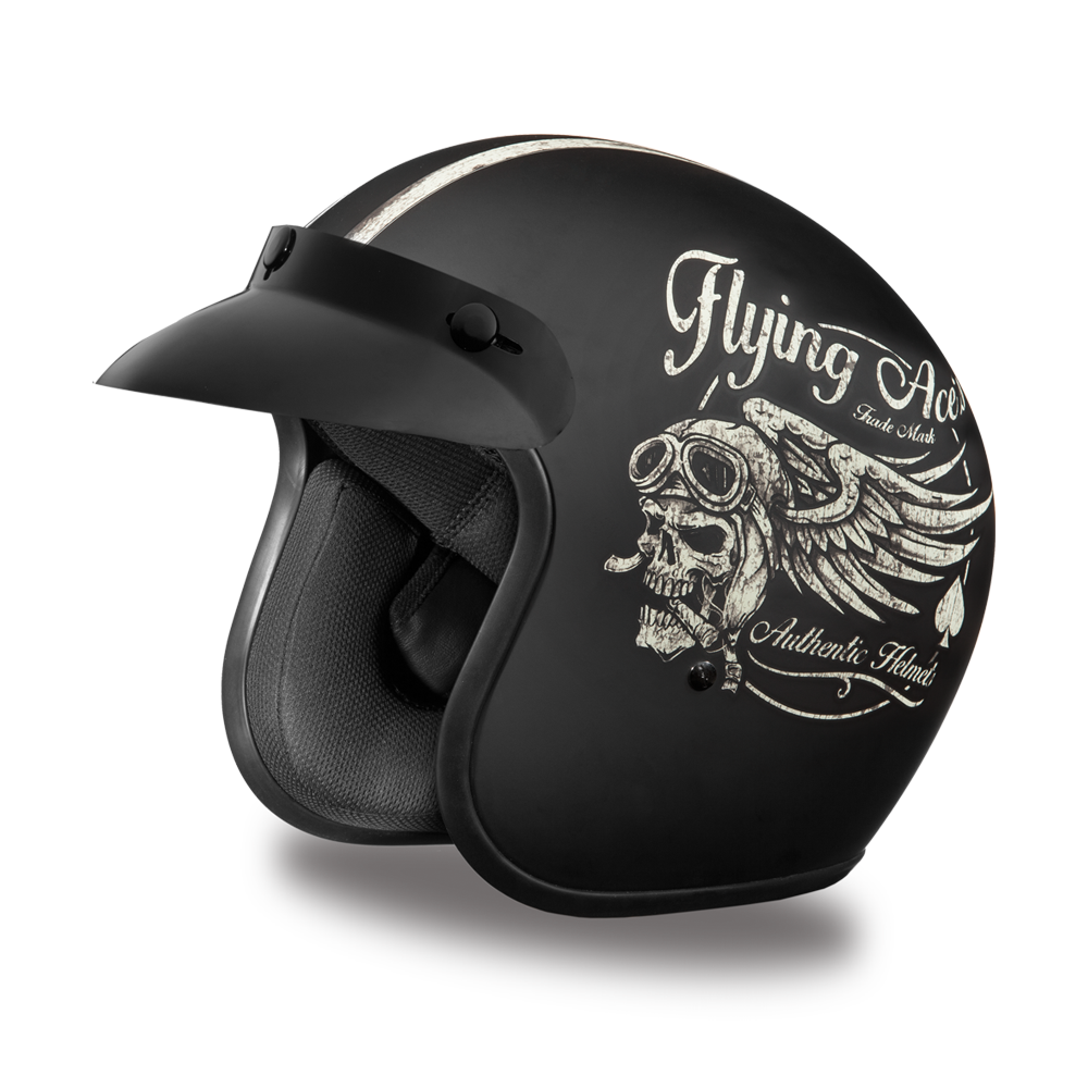DOT Motorcycle Helmet - Flying Aces - Open Face - Cruiser - DC6-FAC-DH