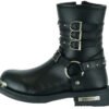 Leather Motorcycle Boots - Women's - Black - Side Zippers - DS9767-DS