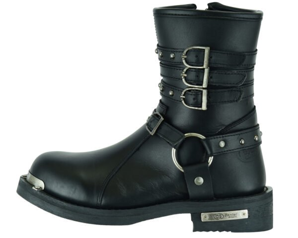 Leather Motorcycle Boots - Women's - Black - Side Zippers - DS9767-DS