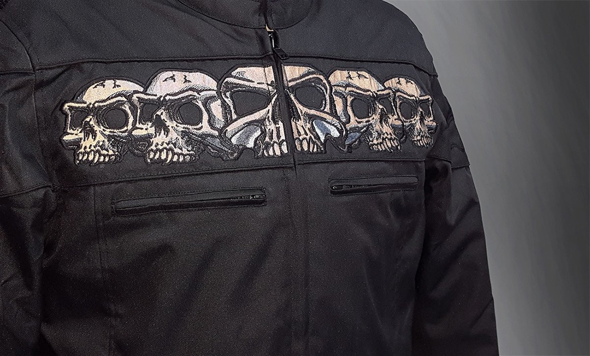Cordura Motorcycle Jacket - Men's - Reflective Skulls - Immortal - FIM450TEX-BLK-FM