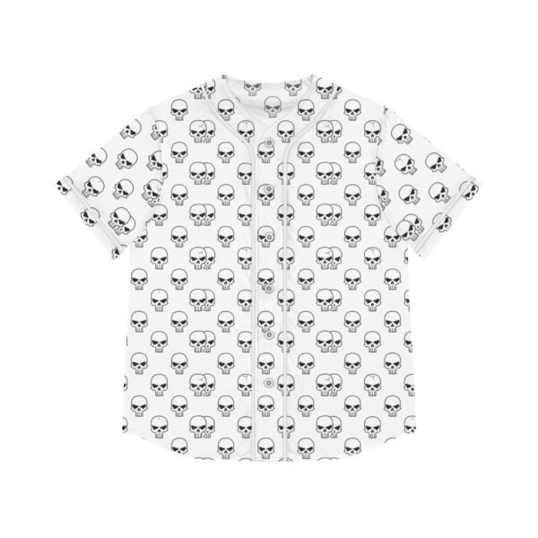 Skull Print - White on Black - Women's Baseball Jersey (AOP)