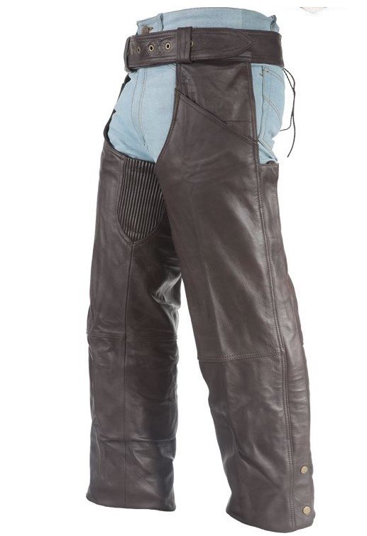 Leather Chaps - Thigh Stretch - Brown - Up To 9XL - Men or Women - C332-BROWN-DL