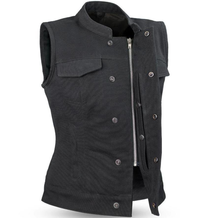 Women's Canvas Vest - Concealed Carry - Club Style - Ludlow - FIL516CNVS-FM