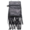 Black Leather Handbag - Belt Bag - Fringe - Chain - Small - BAG42-11-DL