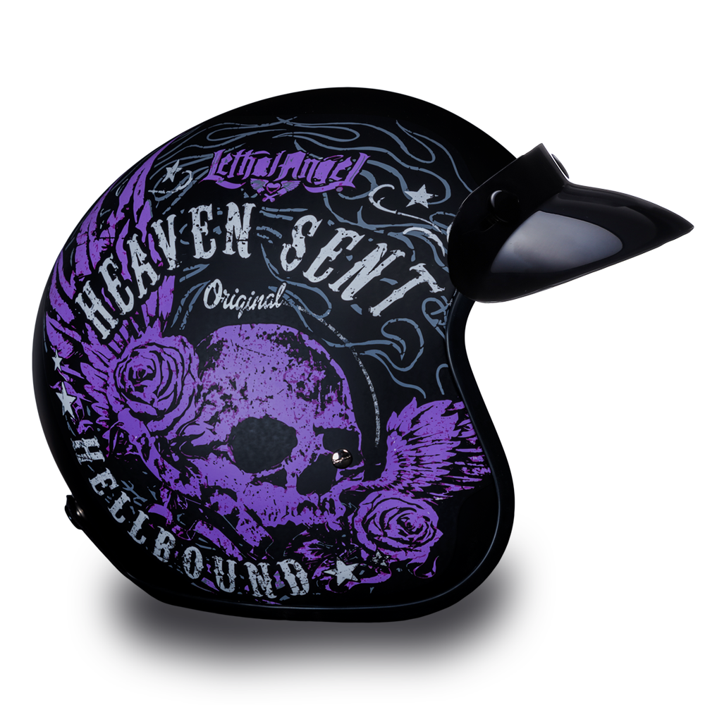 DOT Motorcycle Helmet - Purple Heaven Sent - Open Face - 3/4 - DC6-HS-DH
