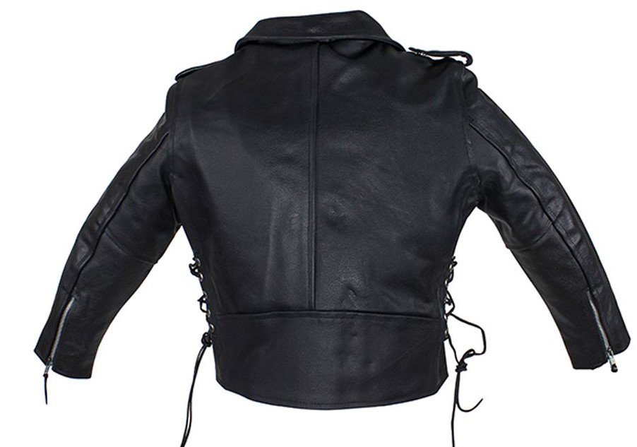 Leather Motorcycle Jacket - Kid's - Teen's - Side Laces - KD344-TEEN-DL