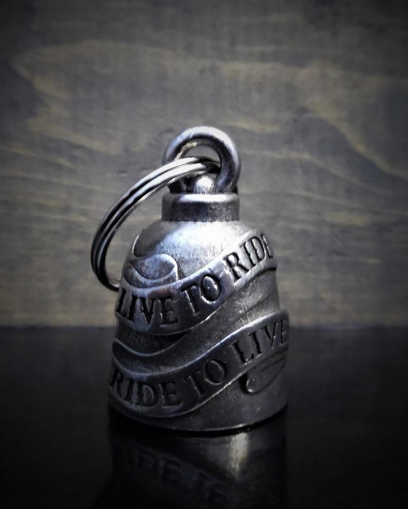Motorcycle Live To Ride - Pewter - Motorcycle Gremlin Bell - Made In USA - SKU BB33-DS