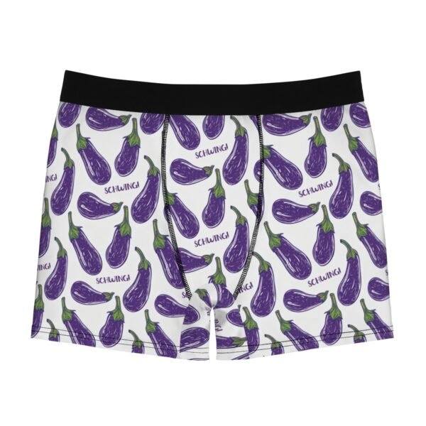 Doodle Eggplant Emoji - Purple Green on White - Text Schwing - Men's Boxer Briefs