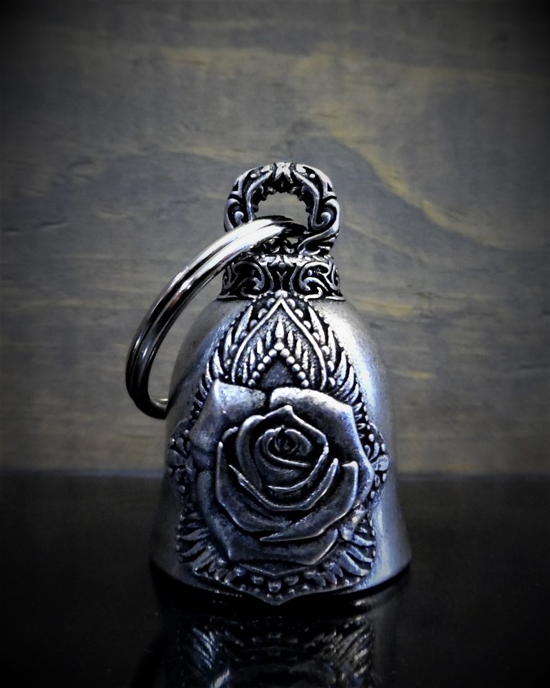 Mandala Skull Rose Diamond - Pewter - Motorcycle Gremlin Bell - Made In USA - SKU BB99-DS