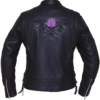 UNIK Ladies Premium Leather Motorcycle Jacket With Purple Embroidered Rose - 6801-17-UN UNIK Ladies Premium Leather Motorcycle Jacket With Purple Embroidered Rose - 6801-17-UN