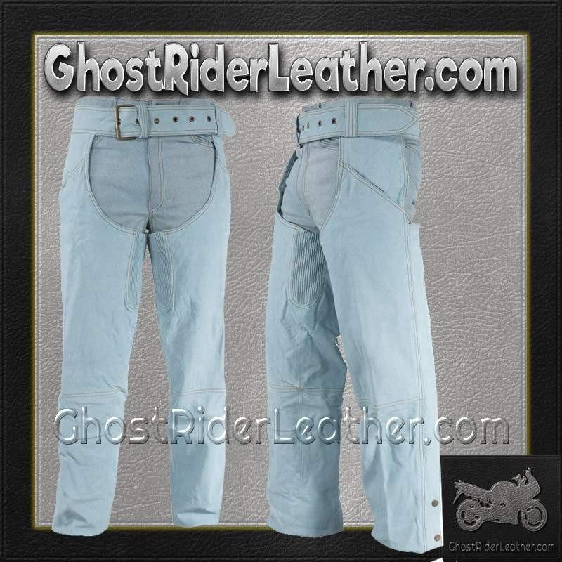 Blue Leather Chaps with a Denim Look - SKU C332-15-DL